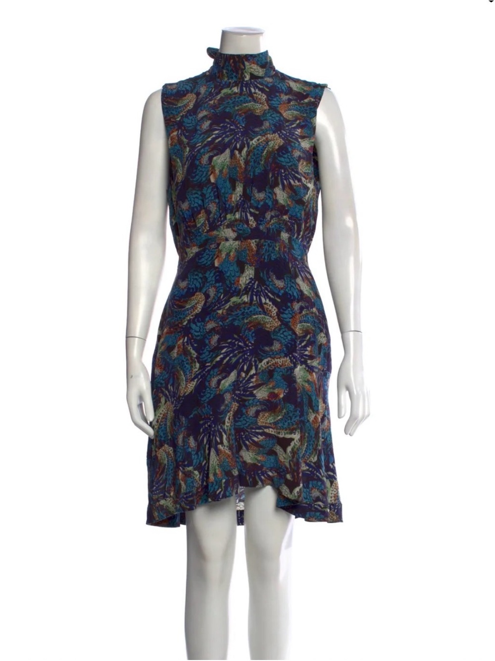 Perfect Saloni Midnight Mazarine Fleur Dress 4 Blue Floral Silk Mini dress